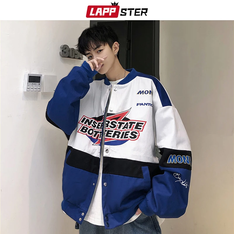 LAPPSTER Men Patchwork Streetwear Bomber Jackets 2021 Autumn Mens Korean Fashions Windbreaker Harajuku Hip Hop Jackets Coats