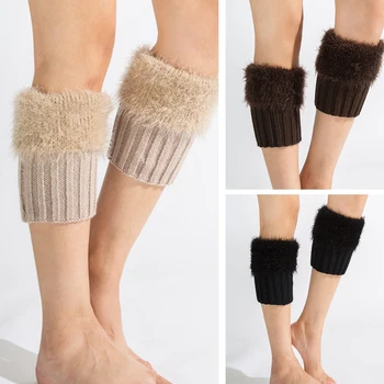 

Fashion Women Solid Winter Furry Faux Fur Trims Leg Warmers Female Cuffs Toppers Boot Socks Cover Hot Sale YDJS