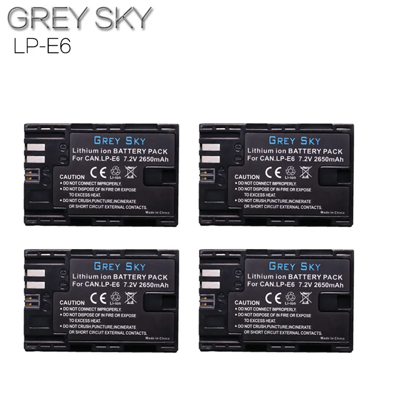 4 battery Для Canon LP-E6 Батарея 7,2 V 2650 мА/ч, Перезаряжаемые Камера Батарея Замена LP E6 LPE6 5D 6D 7D 60D 60Da 70D 80D DSLR - Цвет: 4 battery