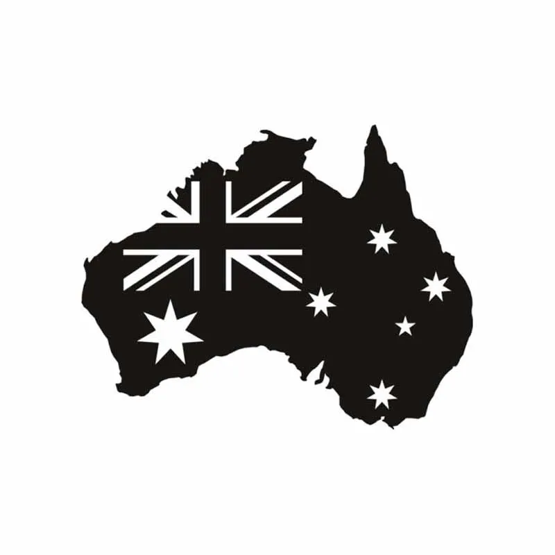 

14.1CMX11.1CM Fashion Australian Flag In Australia Map Sticker Vinyl Black/Silver Car Sticker Decal C18-0008