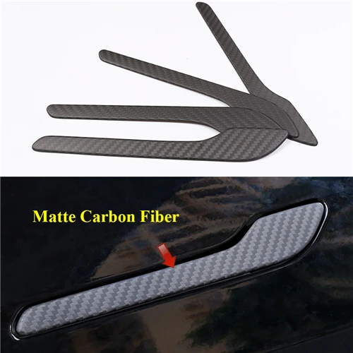 Glossy& Matte Carbon Fiber For Tesla Model 3- Car Styling Side Door Handle Cover Trim Molding Accessories - Цвет: Matte carbon