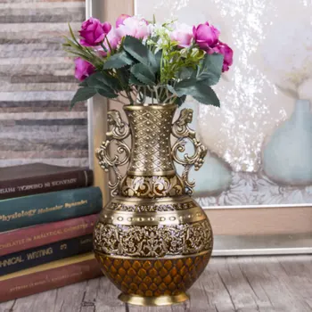 

Size S Height 25cm Vintage Home Decor Antique Flower Carved Metal Vase Luxury Tabletop Art Craft Decoration Home Ornaments Gift