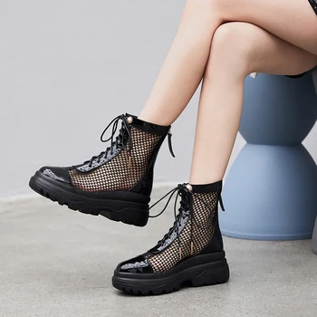 

Plus Size Women Newest Platform Ankle Boots summer Chunky high Heels Night Club Shoes Woman Punk Short Boots