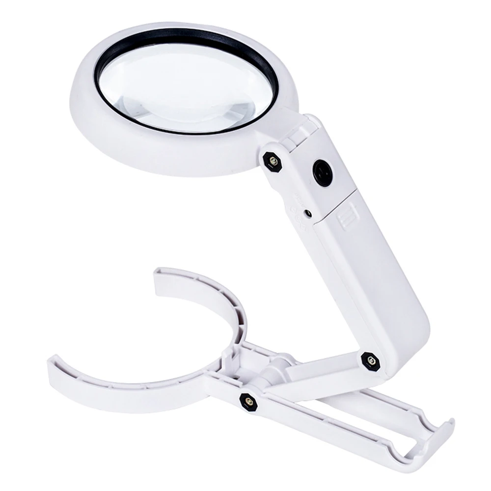 Portable Illuminated Magnifying Glass Handheld Folding Lamp Loupe