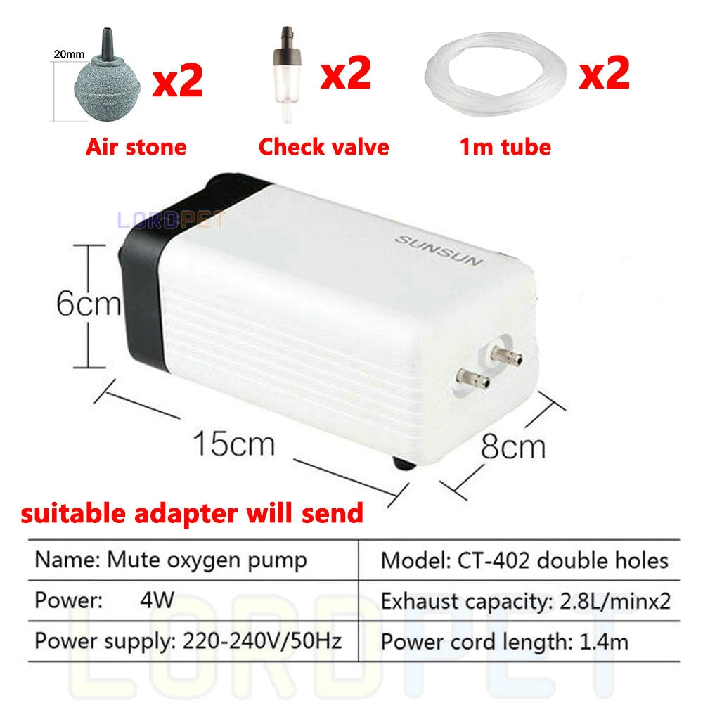 Sunsun Air Pump Aerator Adjustable Oxygen Pump Ultra Silent Air Compressor Single Double Four Outlet 220v For Fish Tank