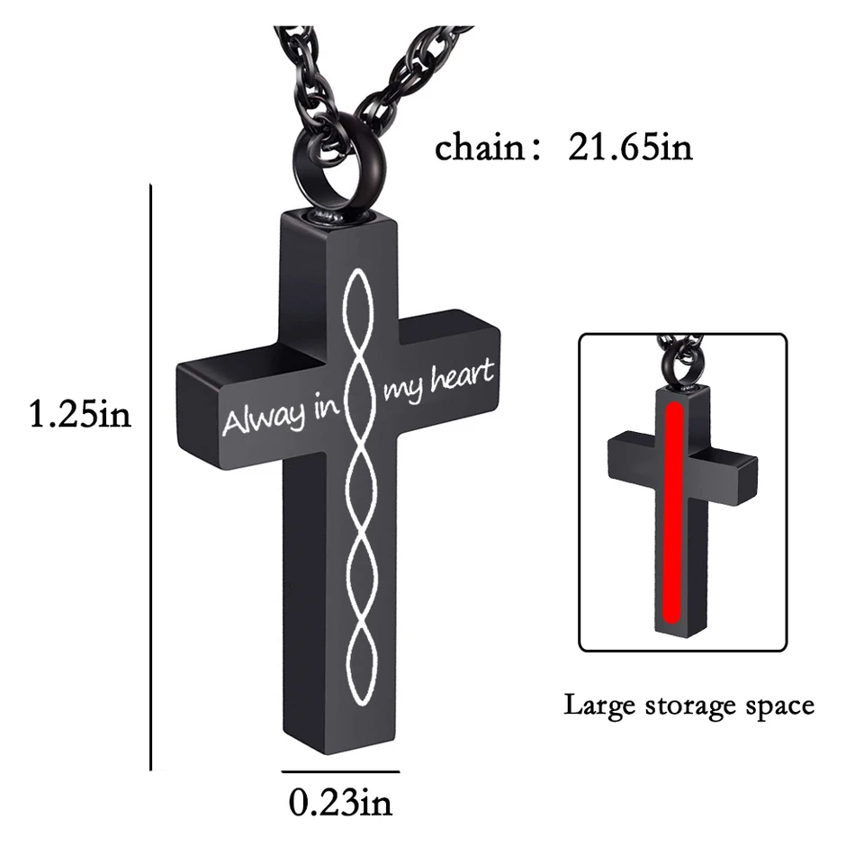 Collana con croce di cremazione per ceneri Ciondolo con urna a croce in acciaio inossidabile Portacenere Gioielli commemorativi  36