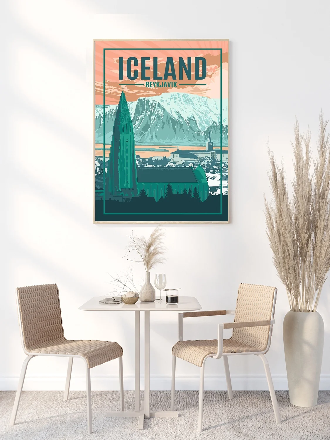 Iceland Reykjavik Vintage Travel poster Christmas wall decoration painting Canvas psoter unframe | Дом и сад