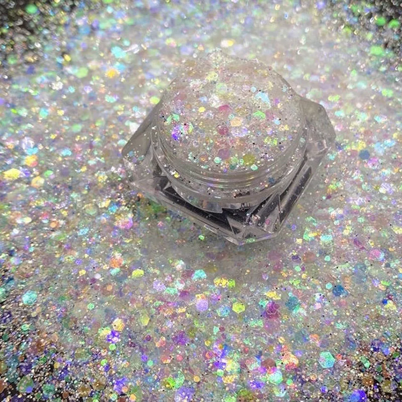 50G Ultra-Sottile Sparkly Nail Art Glitter Paillettes 3D Mix Hexagon Chameleon Aurora Mermaid Flakes Manicure Lustrino Glitter Slice #