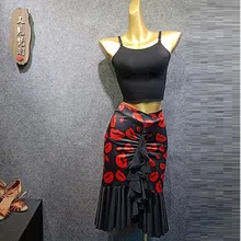 Топ для латинских танцев, юбка для латинских танцев, Одежда для танцев, современные танцевальные костюмы, платье для сальсы, леопардовая одежда без рукавов для танцев для женщин