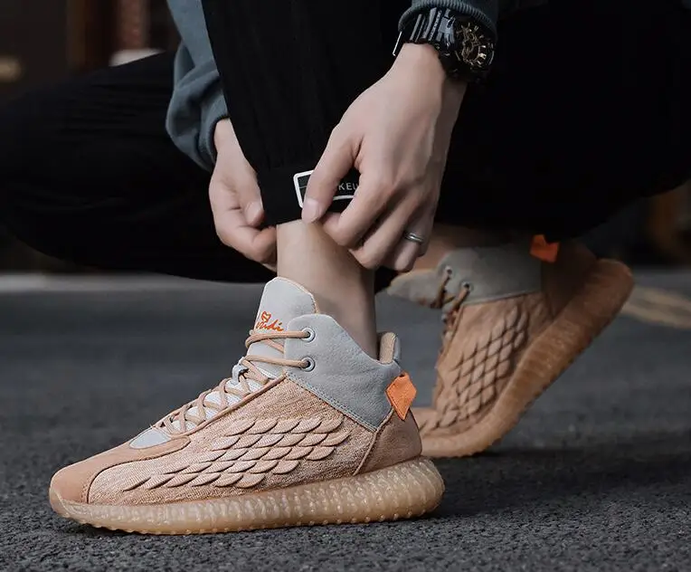 Мужские модные кроссовки Flyknit с дышащей сеткой; повседневная спортивная обувь; мужские вулканизированные кроссовки на платформе; кроссовки для бега
