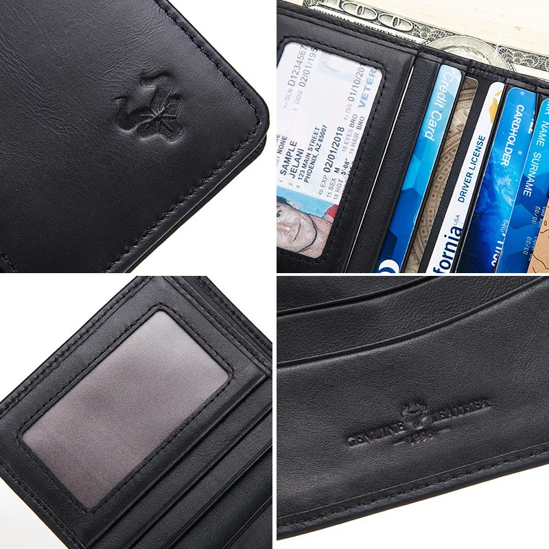 Мужской кошелек с блокировкой RFID, верхний слой, Воловья кожа, кошелек, на каждый день, держатель для карт, высокое качество, мужской короткий кошелек, стандартный кошелек