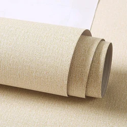 Linen Vinyl Contact Paper for Kitchen Dining Table Home Decor Self Adhesive Wallpaper Living Room Bedroom Waterproof Wall Sticke
