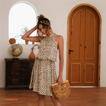 

2019 Ladies Women Dot Short Boho Polka Dress Summer Sleeveless Casual Party Evening Halter Beach Floral Sundress