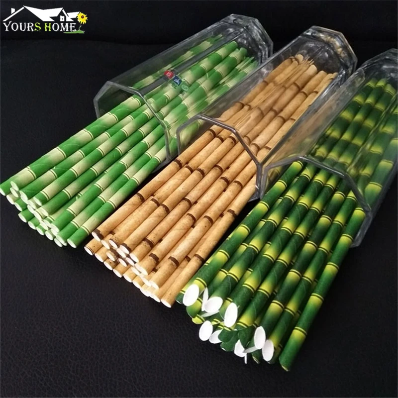

100pcs 19.7cm Paper Straw Reusable Bamboo Drinking Straw Drinking Tube Party Supplie Decoration Cocktail Drink Accessory Barware