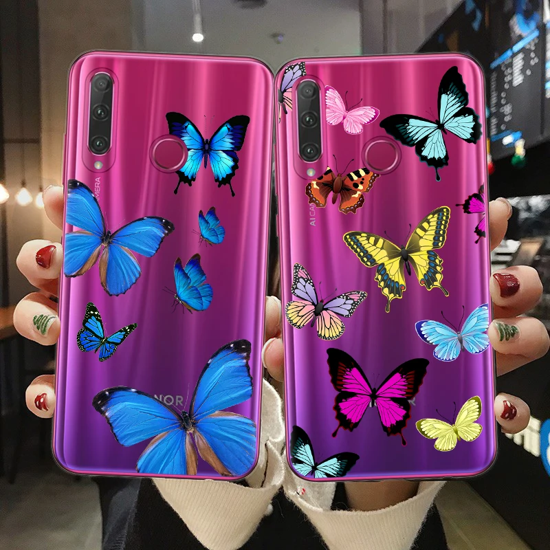 Цветной чехол с бабочками для телефона Huawei P30 Honor 10 20 Lite Pro 10i 20i 8X 8C 9X мягкий