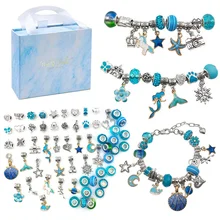 Kit de fabrication de bijoux à breloques pour filles et femmes, 64 pièces, avec boîte cadeau rose, cadeau de saint valentin, d'anniversaire et de noël