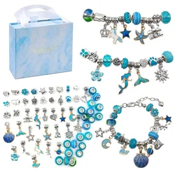 Kit DE FABRICACIÓN de pulseras para niñas, 3 pulseras, cuentas, colgantes, joyería, Kit de manualidades DIY con caja de regalo para niñas, regalo de cumpleaños y Navidad, 64 piezas