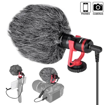 

Phone Microphone Mini Portable 3.5mm Condenser Phone Video Camera Interview Microphone With Muff For iPhone Samsung Mic