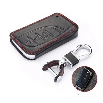 

Car Genuine Leather Key Case Cover Chain For Lexus 2016 2017 2018 2019 IS ES GS NX Remote keyless Accessorie