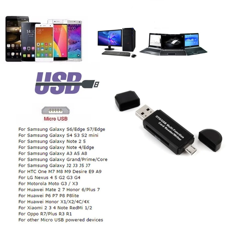 Micro USB OTG к USB 2,0 адаптер SD Micro SD кард-ридер для ПК мобильного телефона планшета