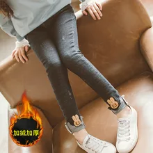 Вельветовые джинсы для девочек г. Осень-зима, стиль, детские брюки среднего и большого размера с рисунком Кролика модные штаны для студентов