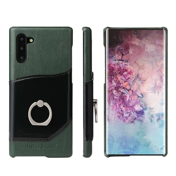 

For Samsung Galaxy Note 10 Plus Case Genuine Leather Phone Case Card Solt & Finger Ring bracket For Samsung Galaxy Note 10 Cover