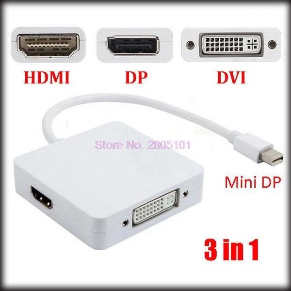 От dhl или ems 200 шт. 3 в 1 Thunderbolt Mini Displayport к DP DVI HDMI адаптерному кабелю для MAC pro AIR|dvi hdmi|hdmi