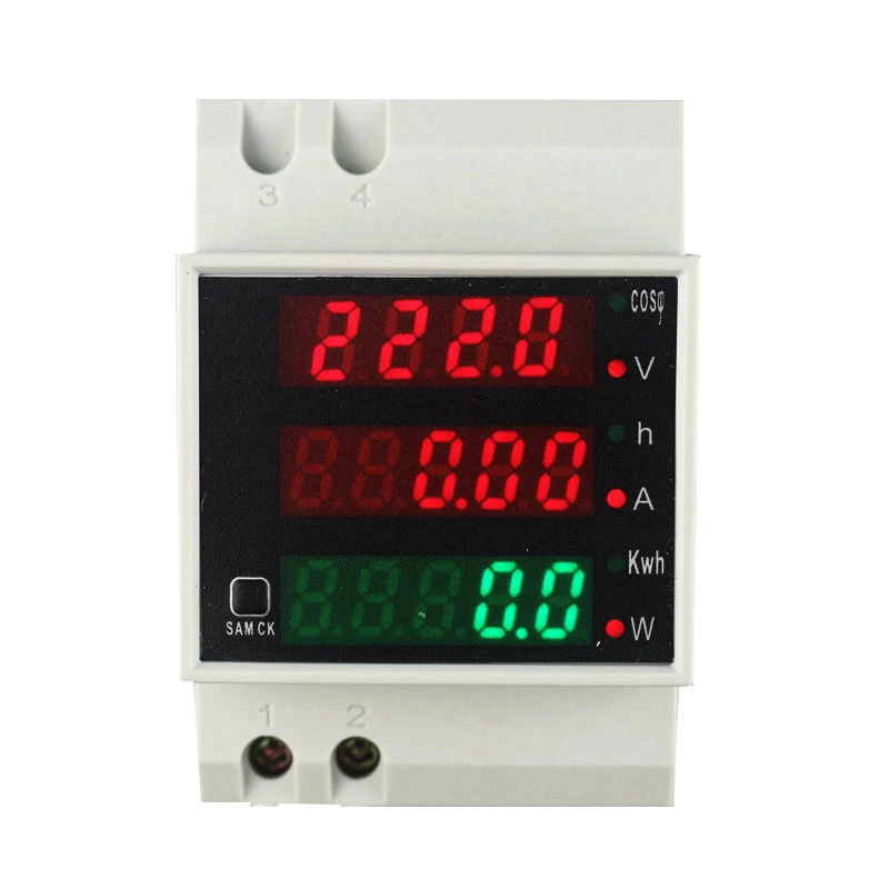 Din рейка двойной дисплей светодиодный амперметр вольтметр AC 80 300 В 0 100 0a
