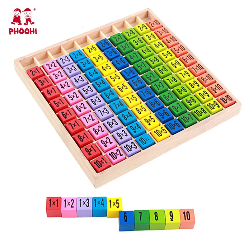 

Baby Wooden Toys 99 Multiplication Table Math Toy 10*10 Figure Blocks Baby Learn Educational Montessori Gifts