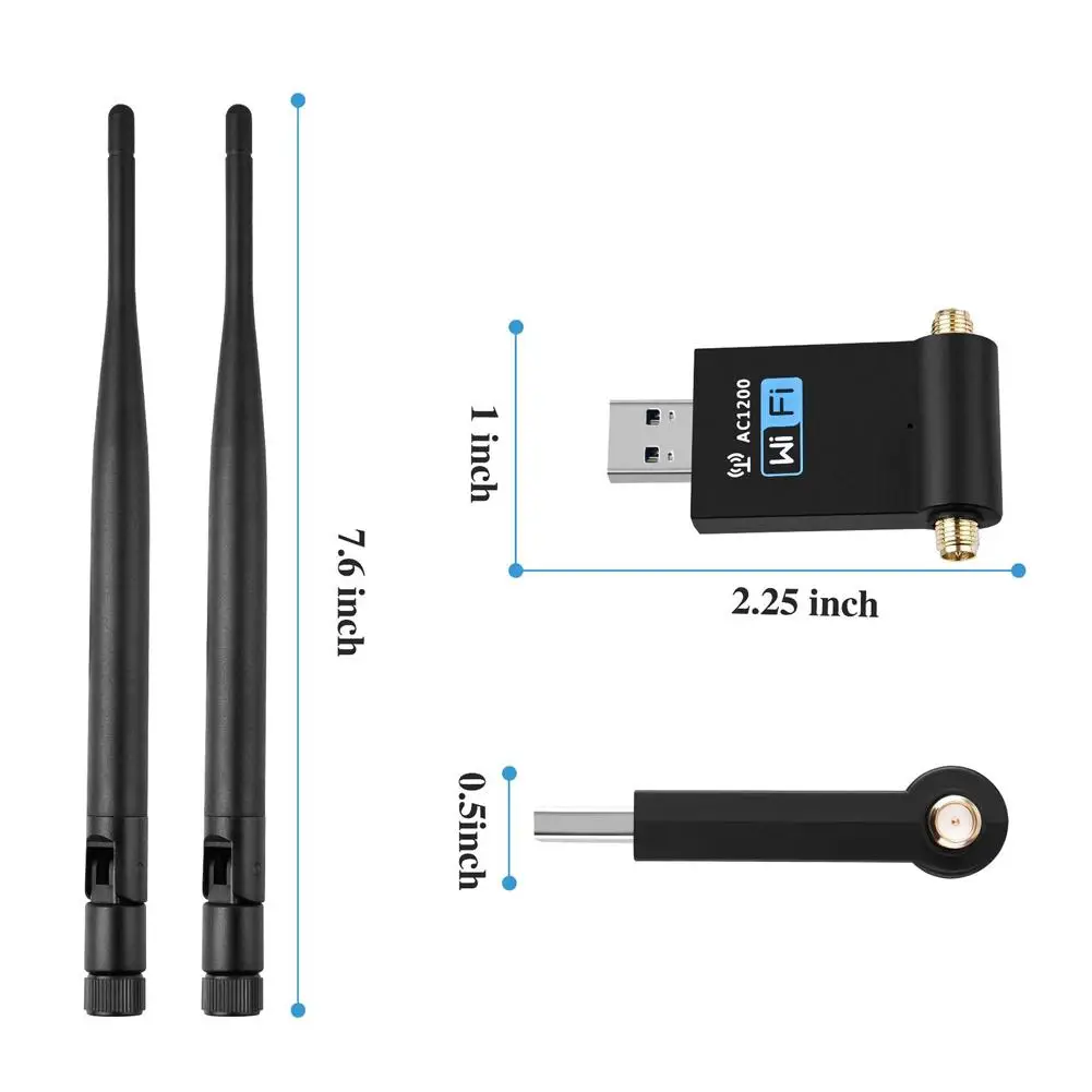 Беспроводной WiFi роутер сетевой 1200 Мбит/с Карта 3,0 USB приемник сигнала адаптер 2,4 ГГц/5 ГГц Двухдиапазонная ПК антенна для дома