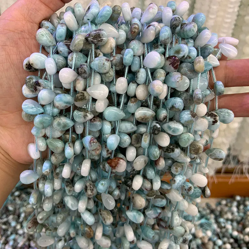 

8x12mm Natural Blue Larimar Beads 15'' Drop Spacer DIY Loose Stone Beads For Jewelry Making Beads Accessories Necklace Earring For Women Men Gift