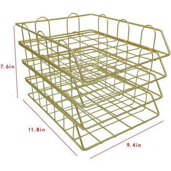 

4 Tier Desktop Office Document Letter Tray Files Holder Organizer for Home Office Decoration (Gold)