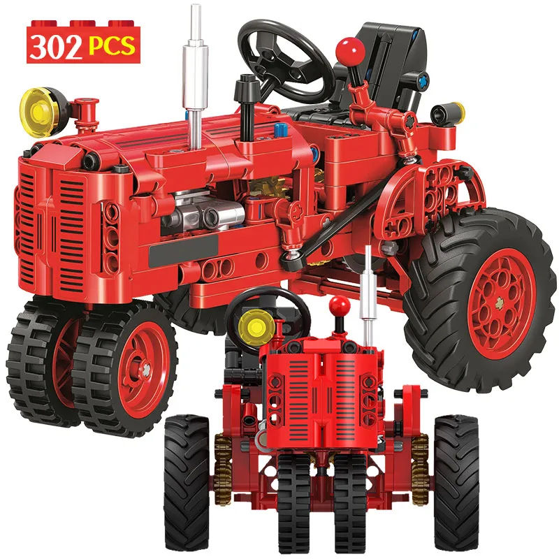 City Classic Old Fashioned Tractor Car Building Block Walking Tractor Truck Brick DIY Toys for Children Boys