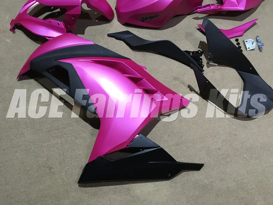 ABS Полный комплект обтекателя Для Kawasaki Ninja300 EX300 300R 2013, 13, 14, 15, 16, 17, Обтекатели+ крышка бака розовый матовый UK