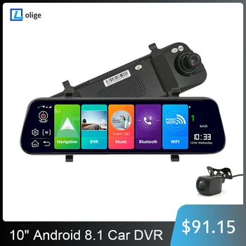 شراء10 بوصة IPS مرآة خلفية 4G سيارة كاميرا لوحة القيادة نظام تحديد المواقع أندرويد 8.1 الملاحة ADAS 2G RAM 16G ROM FHD 1080P سيارة مسجل فيديو DVR