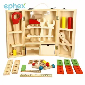 

Ephex Boy'S Toy Natural Timber Xmas Gift Repair Tool Play Set Wooden Carpenter Tool Box Novelty NEW