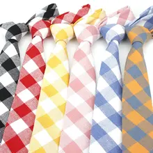 Мужской модный галстук в клетку, хлопок, галстук в клетку для мальчиков, Свадебный галстук, Мужская одежда, аксессуары, подарки для отца, мужчины