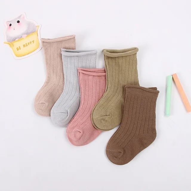 5pairs/lot Baby Socks Children Boys Girl Autumn Winter Warm Sock Ribbed Solid Color  4