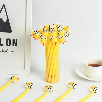 

2pcs Little Yellow Honey Bee Flexible Pen Ballpoint 0.5mm Black Color Gel Ink Pens for Writing Gift Office School Study A6102