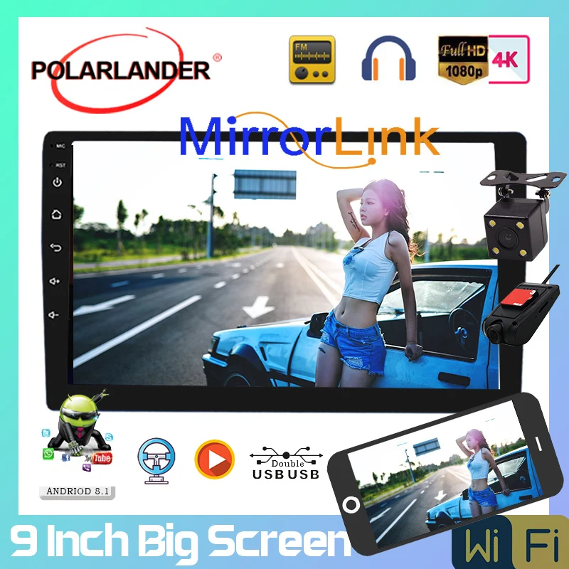 Автомобильный радиоприемник 9 дюймов 2 Din Android 8 1 Mp5 поддержка Wi-Fi Bluetooth GPS двойной USB