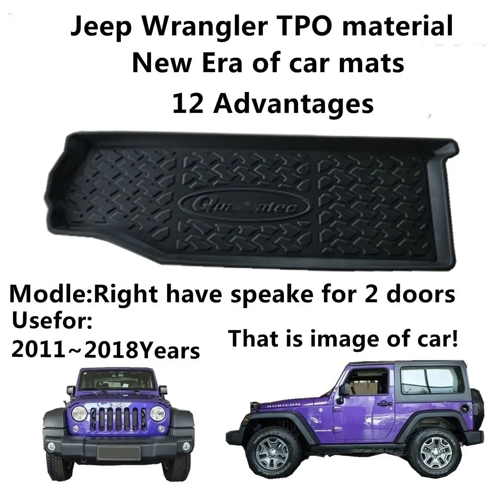 

SJ ALL Weather TPO Car Trunk Mats Tail Boot Cargo Liner Cover Rear Cargo Tray Luggage Pad For JEEP Wrangler 2 Doors 2011 12-2018