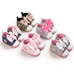 Zapatillas deportivas con lazo para bebé recién nacido, zapatos de suela blanda para primeros pasos, a la moda, novedad