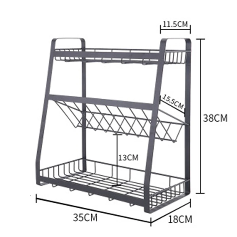 Креативная кухонная многофункциональная стойка для хранения, 3 слоя кованого железа, приправа для хранения, стойка для кухни ванной комнаты, стойка для хранения - Цвет: A