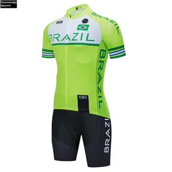 

2020 Brazil National Team Skinsuit Cycling Bike Shorts Set Ropa Ciclismo Mens Summer Quick Dry Pro Bicycling Maillot Pants Wear