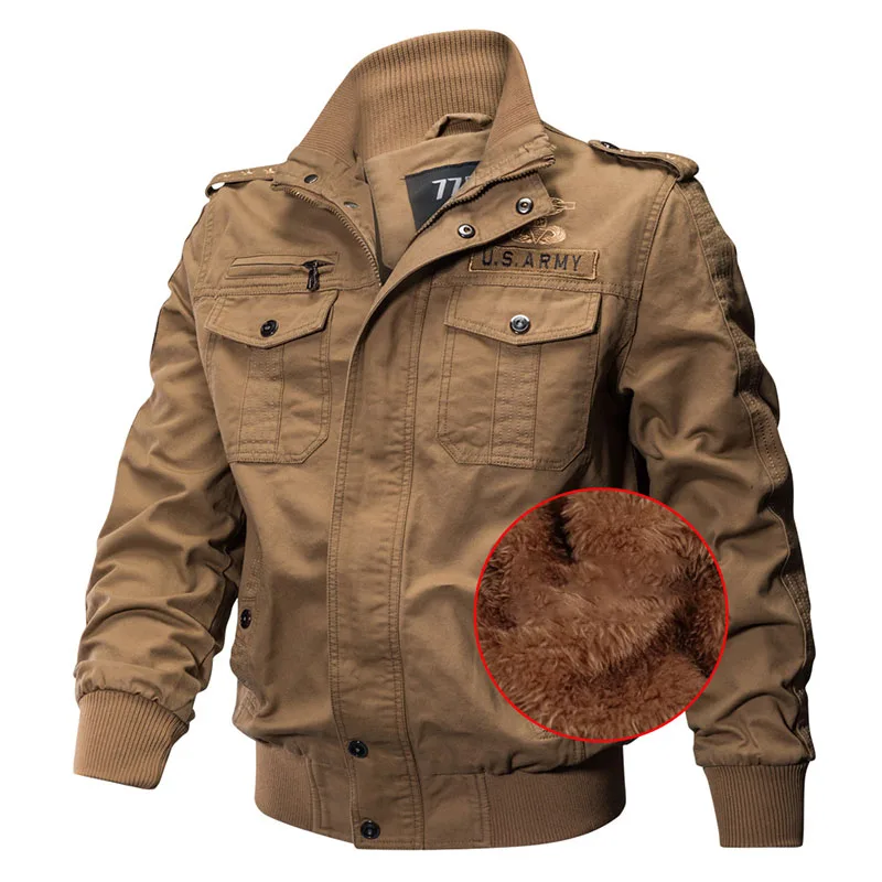 Зимняя теплая куртка в стиле милитари, Мужская армейская куртка пилота ВВС, пальто карго, Повседневная Толстая флисовая подкладка, хлопковые тактические куртки