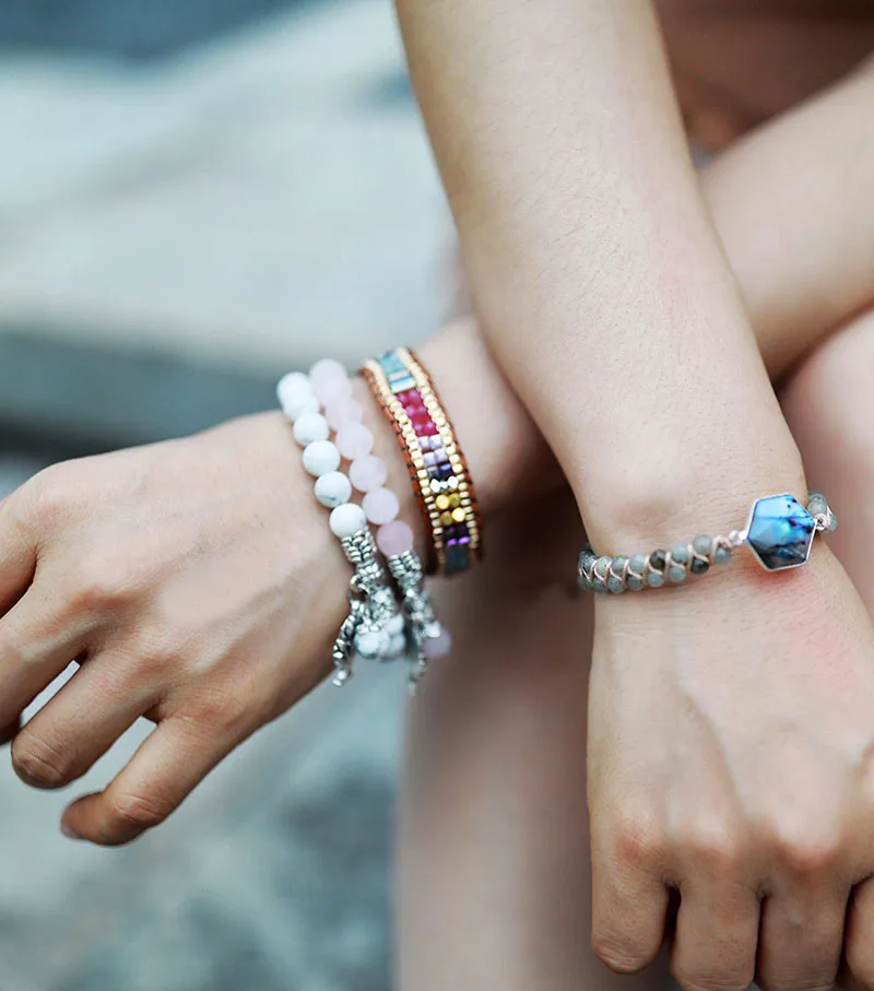 Womens Cham Bracelets Matte ite Tree Pendant Bracelet Natural Stone Fancy Bead Bracelet Jewelry