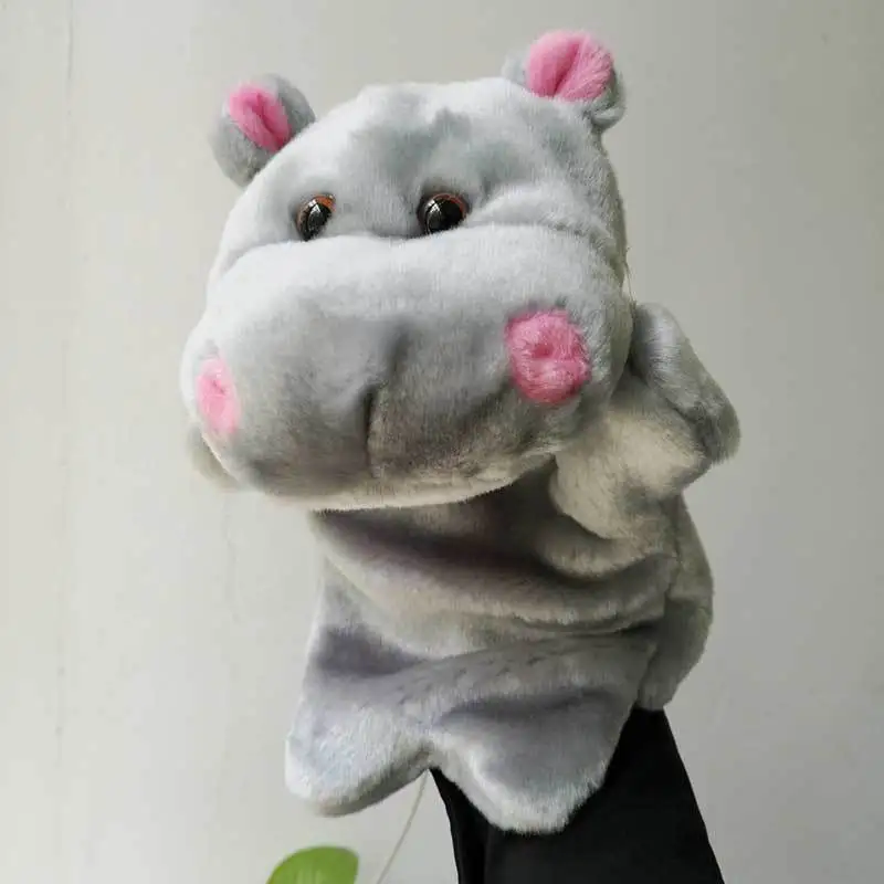 Hippo Hand Puppet Plush Toy Stuffed Doll Animal Bedtime Story Baby Education Toy 