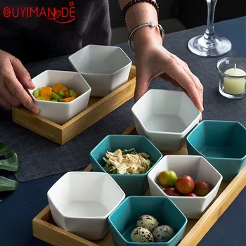 

Exquisite Snack Nut Compartment Plate Simple Dried Jam Material Plate Ceramic Platter Two Grid Plate Dessert Bowl Plate Dish