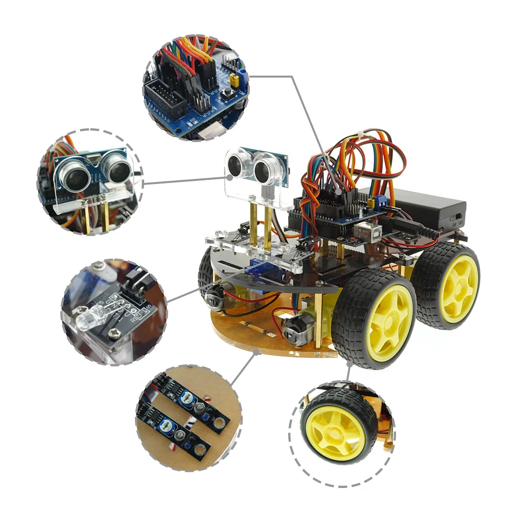  Free Tutorial Multi-function Bluetooth IR Sensor Smart Robot Car For Arduino - 4000156164007