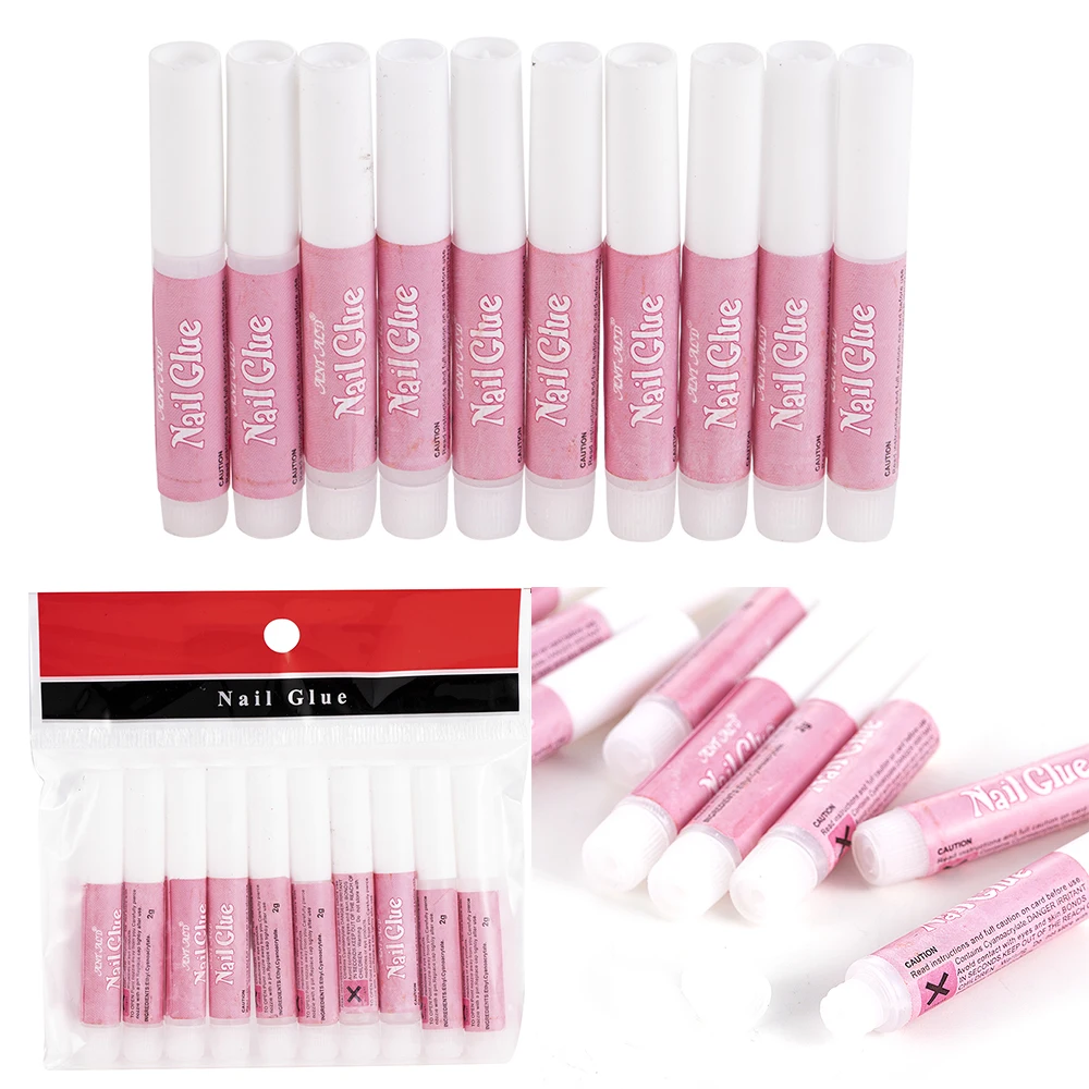10Pcs/Set Mini Beauty Nail Extension Glue Colle Faux Ongle Nail Glue False Art Decorate Tips Acrylic Glue Nail Accessories False
